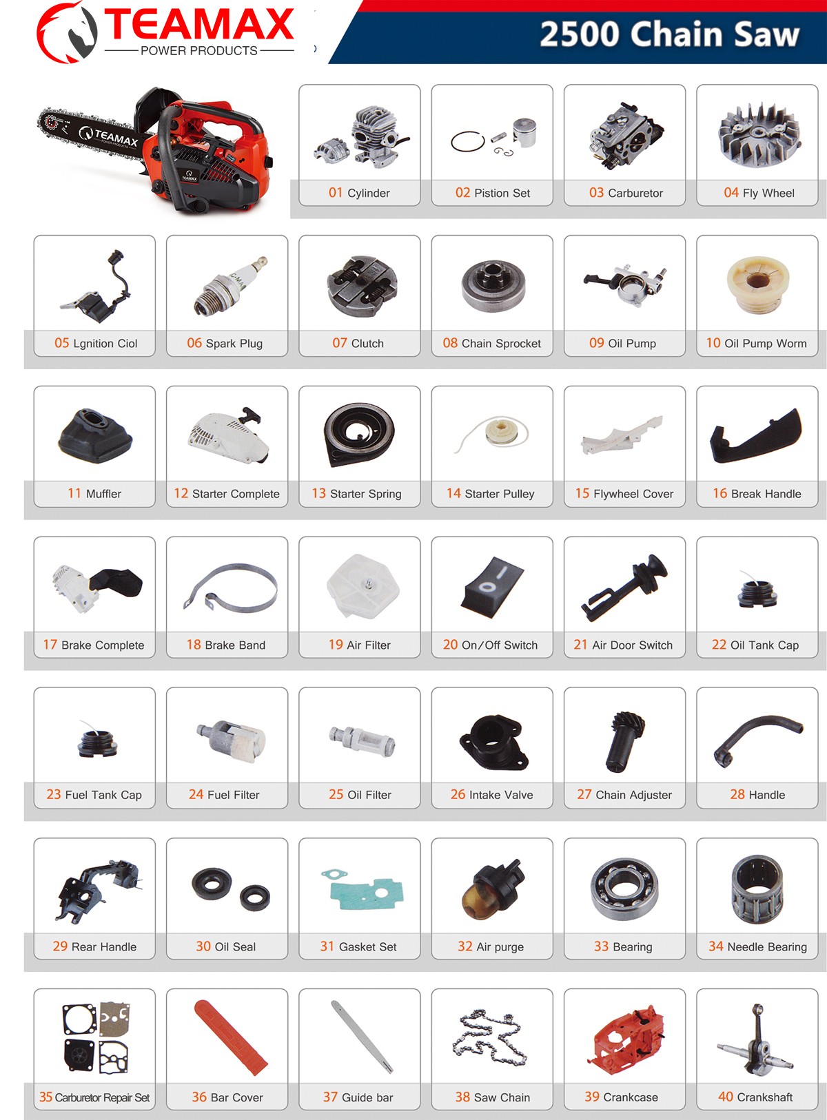 CHAIN SAW 2500 spare part