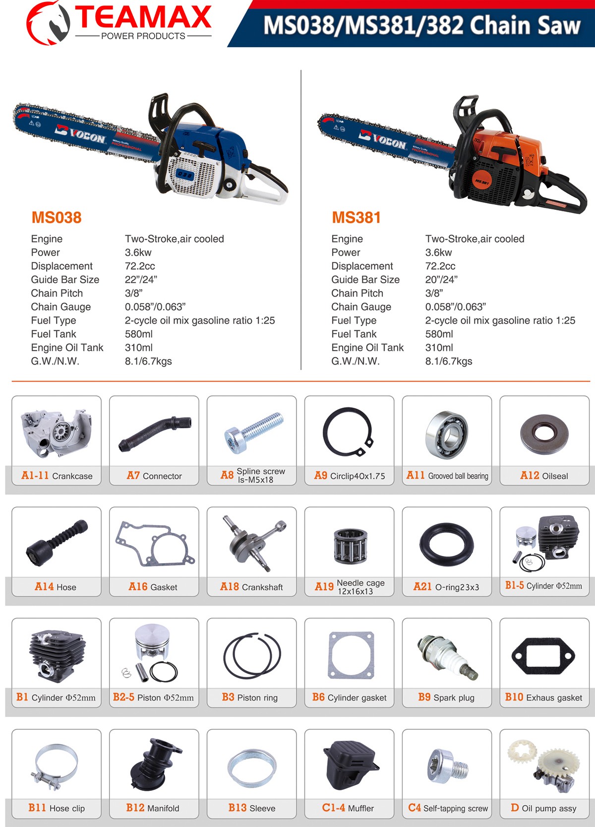 chain saw 038 spare part