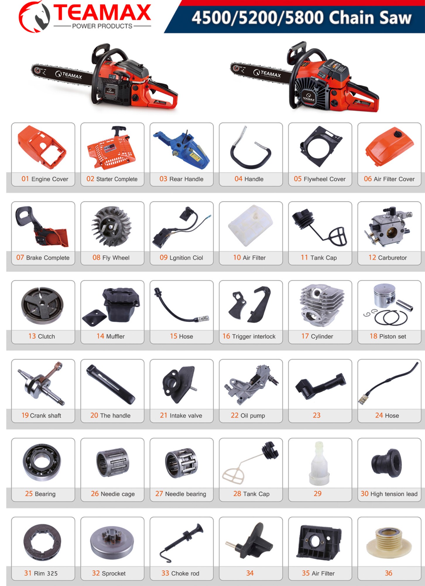 chain saw 4500 spare part 